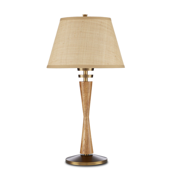Currey and Company One Light Table Lamp from the Woodville collection in Classic Honey/Antique Brass finish