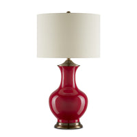 Currey and Company - 6000-0840 - One Light Table Lamp - Lilou - Red/Antique Brass