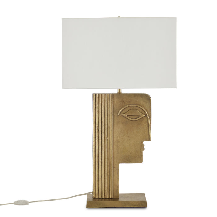 Currey and Company One Light Table Lamp from the Thebes collection in Antique Brass finish