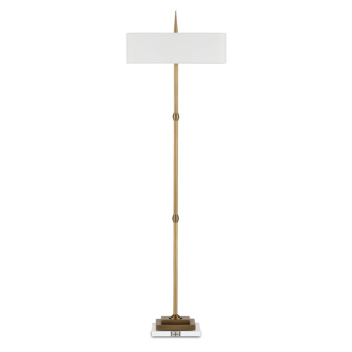 Currey and Company Two Light Floor Lamp from the Caldwell collection in Antique Brass/Clear finish