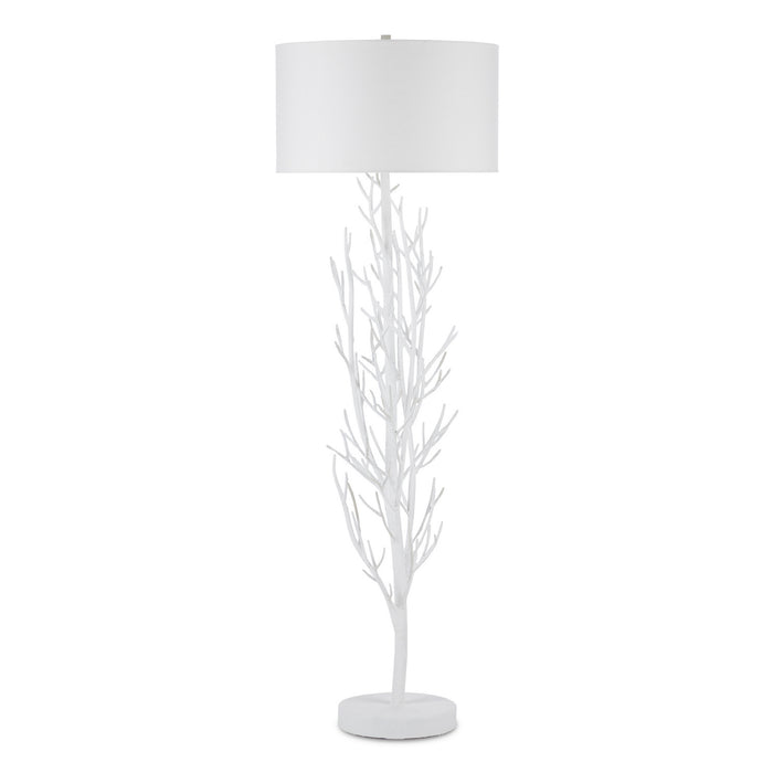 Currey and Company One Light Floor Lamp from the Twig collection in Gesso White finish