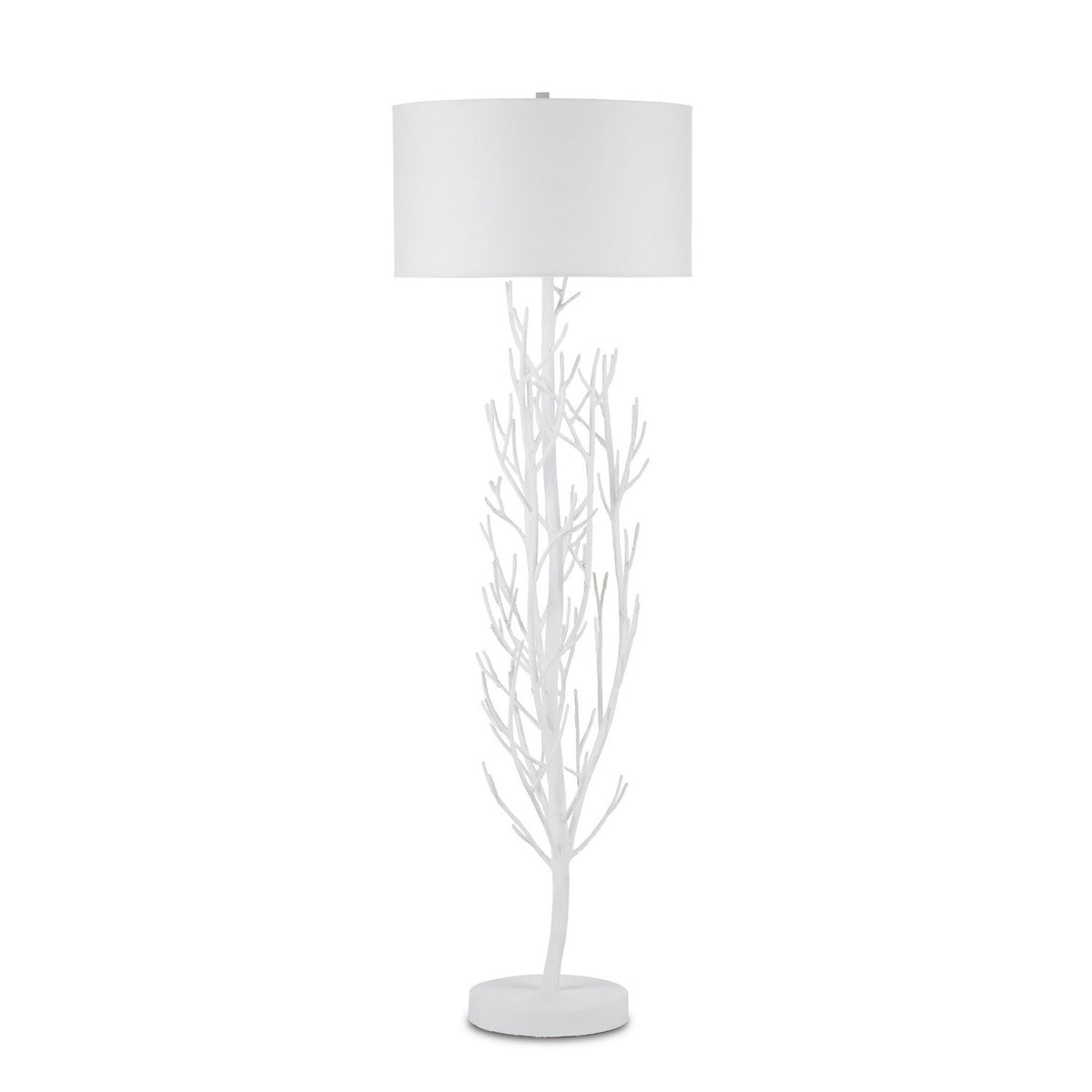 Currey and Company One Light Floor Lamp from the Twig collection in Gesso White finish