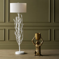 Currey and Company One Light Floor Lamp from the Twig collection in Gesso White finish