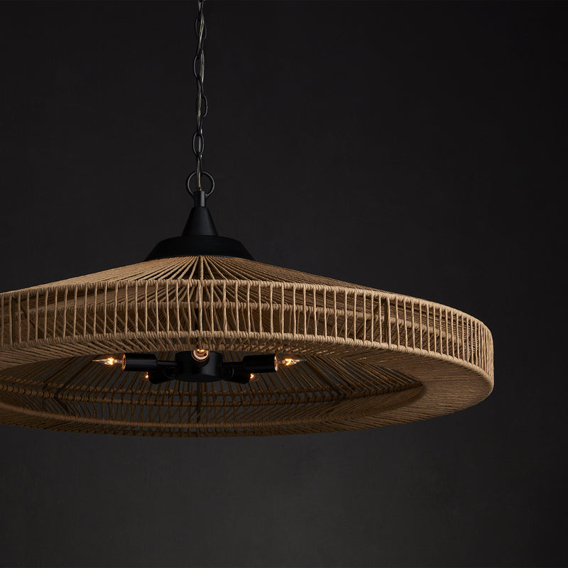Currey and Company - 9000-0921 - Five Light Chandelier - Natural/Satin Black