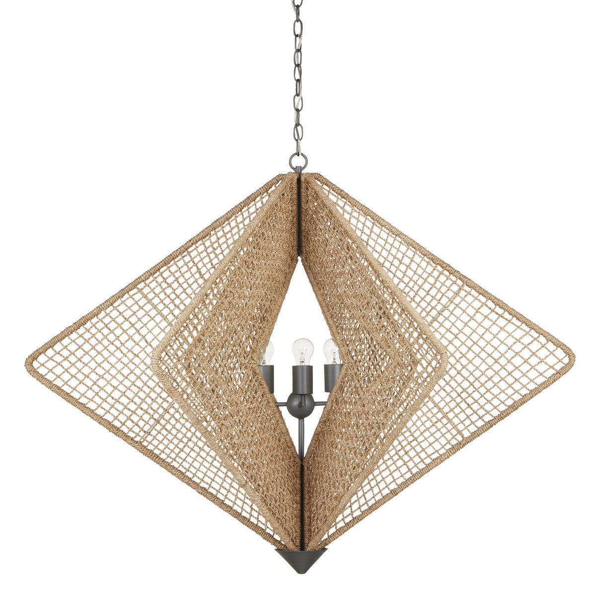 Currey and Company - 9000-0965 - Three Light Chandelier - Shizen - Natural/Hiroshi Gray