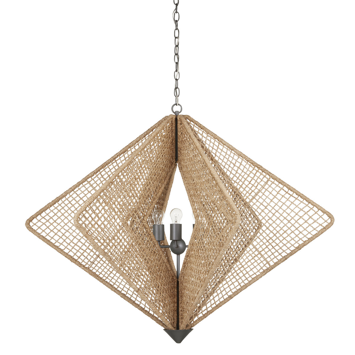 Currey and Company - 9000-0965 - Three Light Chandelier - Shizen - Natural/Hiroshi Gray