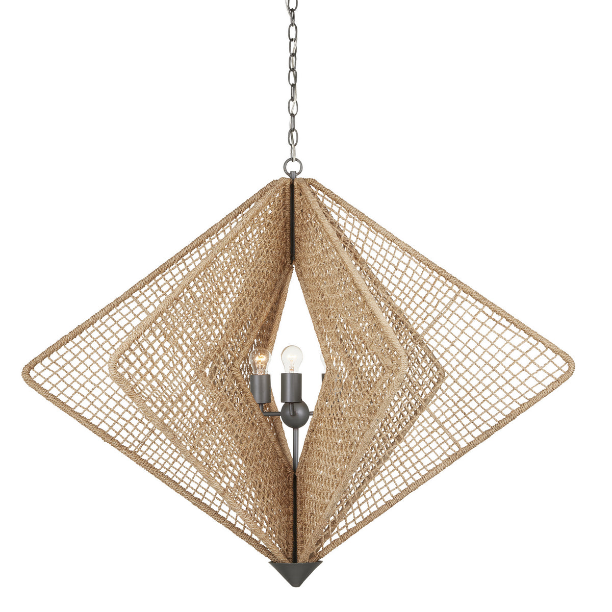 Currey and Company - 9000-0965 - Three Light Chandelier - Shizen - Natural/Hiroshi Gray