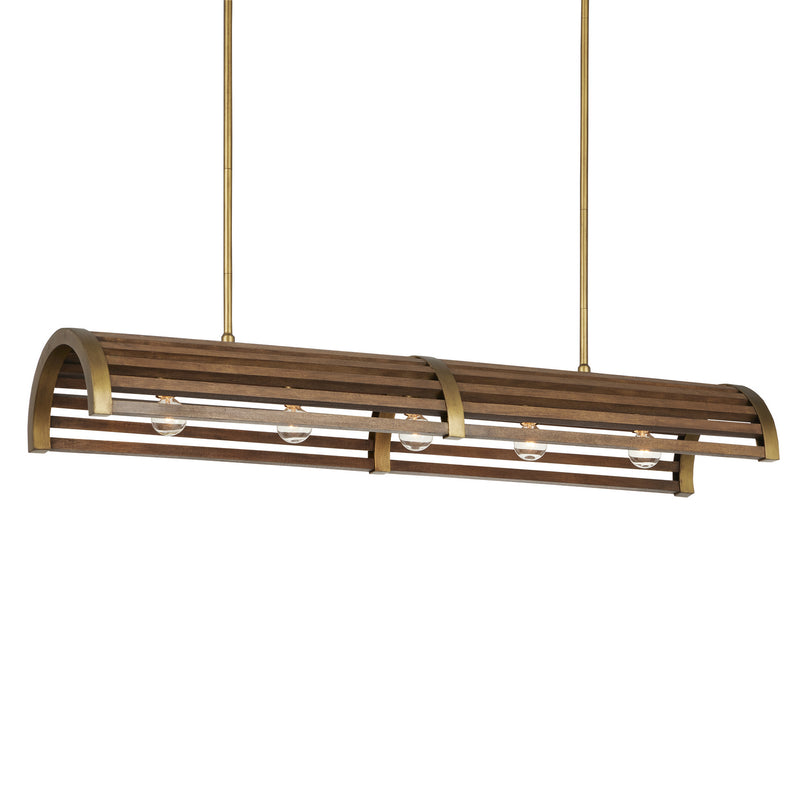 Currey and Company - 9000-0967 - Five Light Chandelier - Chestnut/Brass
