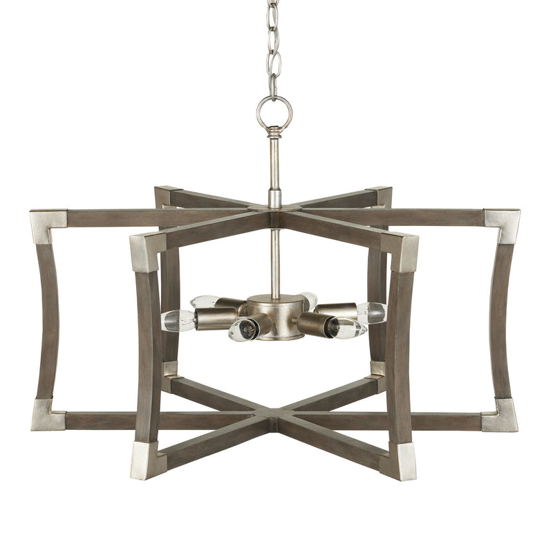 Currey and Company - 9000-0968 - Six Light Lantern - Bastian Collection - Chateau Gray/Contemporary Silver Leaf