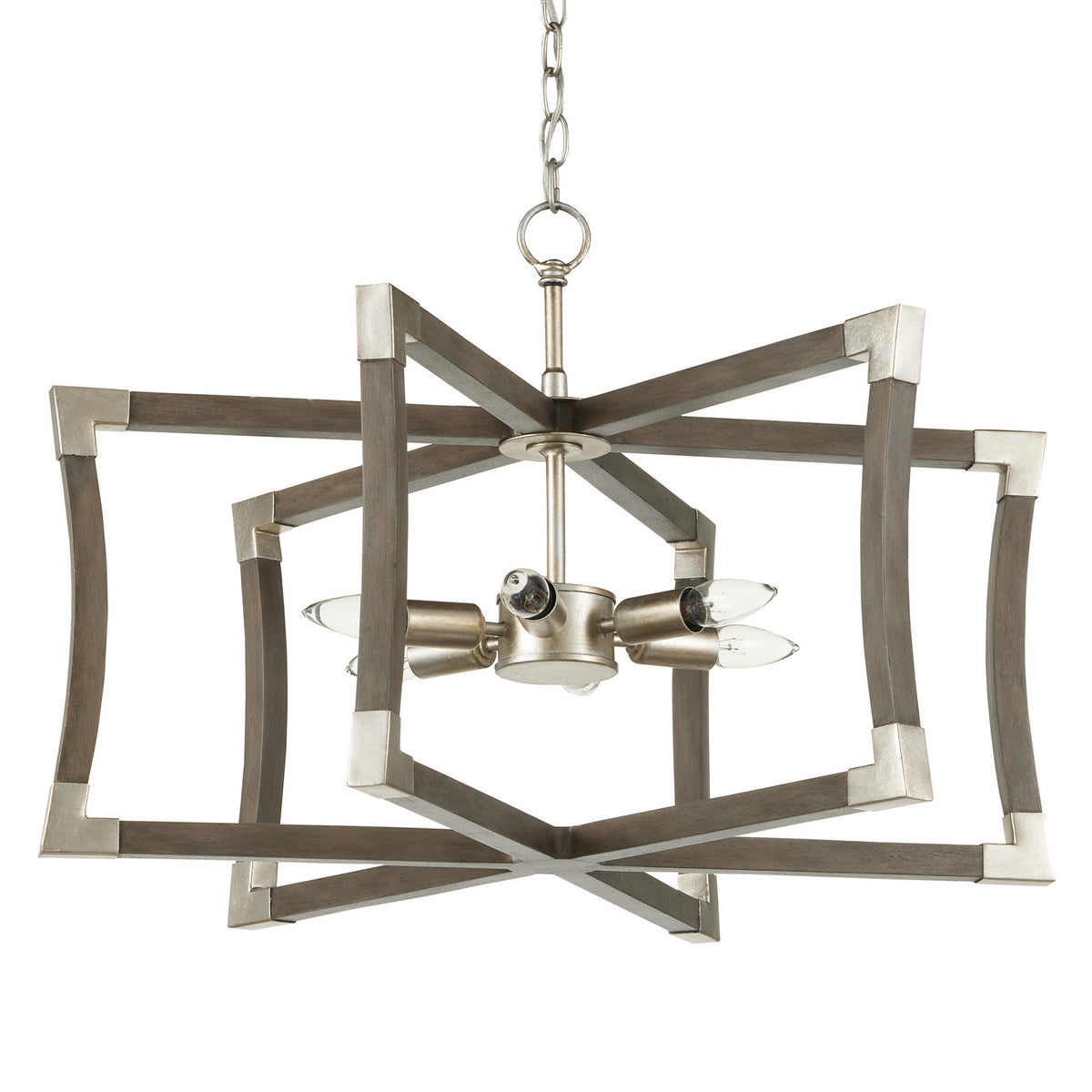 Currey and Company - 9000-0968 - Six Light Lantern - Bastian Collection - Chateau Gray/Contemporary Silver Leaf