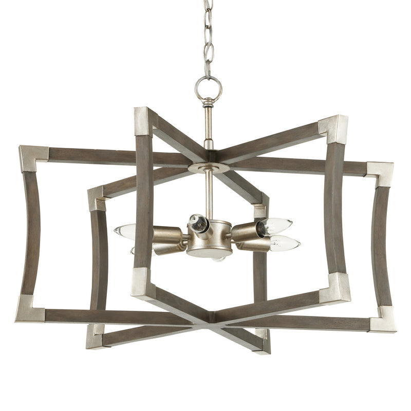 Currey and Company - 9000-0968 - Six Light Lantern - Bastian Collection - Chateau Gray/Contemporary Silver Leaf