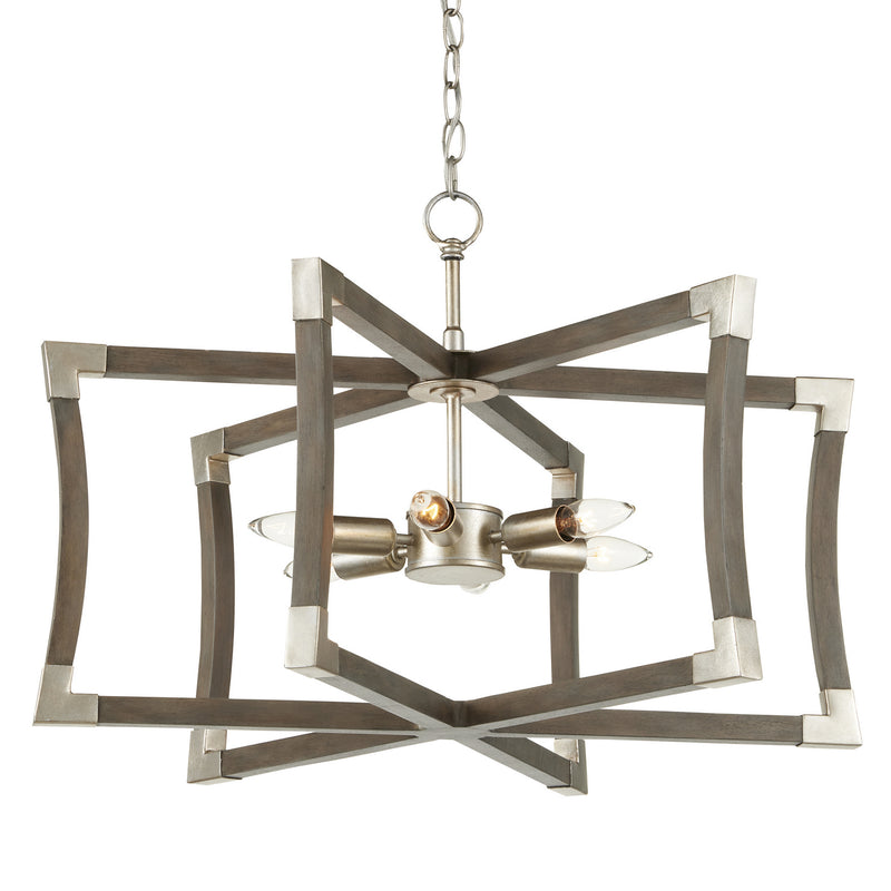 Currey and Company - 9000-0968 - Six Light Lantern - Bastian Collection - Chateau Gray/Contemporary Silver Leaf