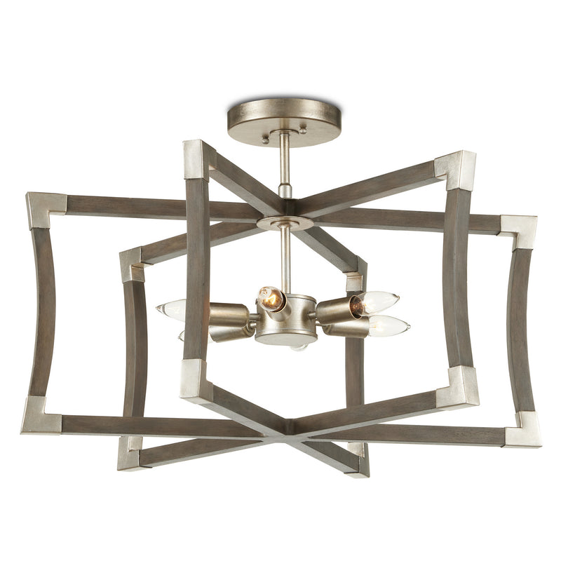 Currey and Company - 9000-0968 - Six Light Lantern - Bastian Collection - Chateau Gray/Contemporary Silver Leaf