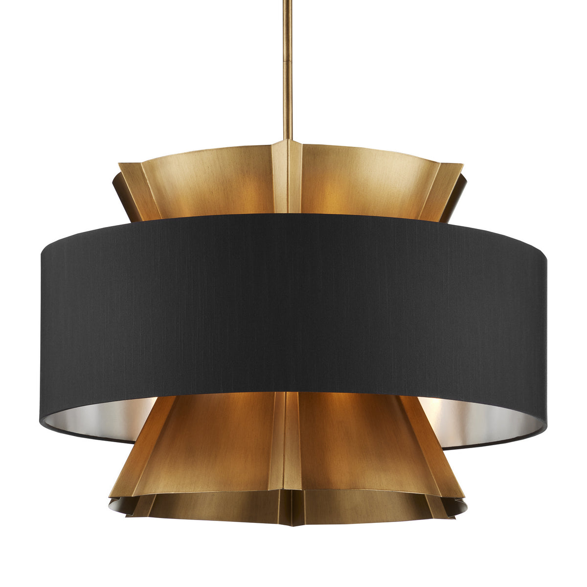 Currey and Company - 9000-0970 - Six Light Chandelier - Oxenwood Brass & Black Chandelier - Brass/Black