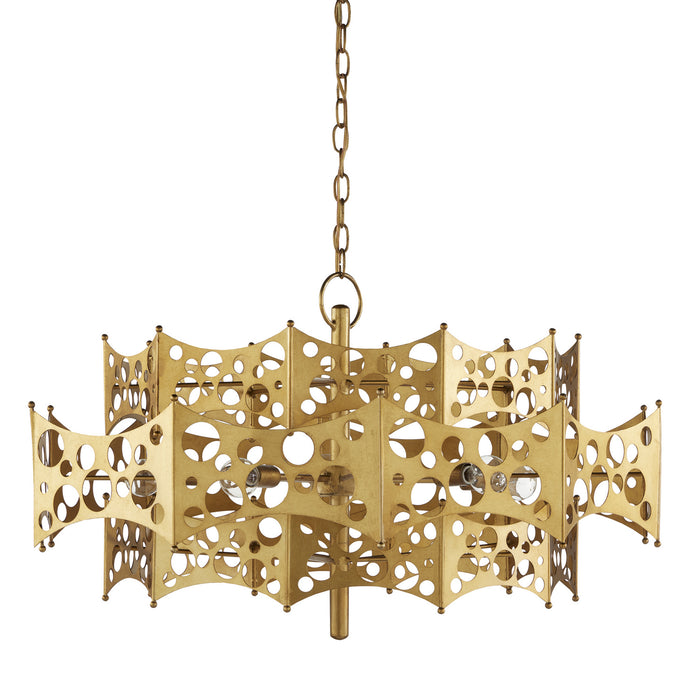 Currey and Company Five Light Chandelier from the Emmental collection in Contemporary Gold Leaf finish