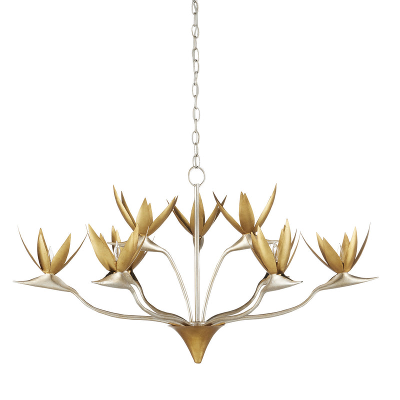 Currey and Company - 9000-0973 - Nine Light Chandelier - Paradiso Collection - Contemporary Silver Leaf/Contemporary Gold Leaf/ Contemporary Gold