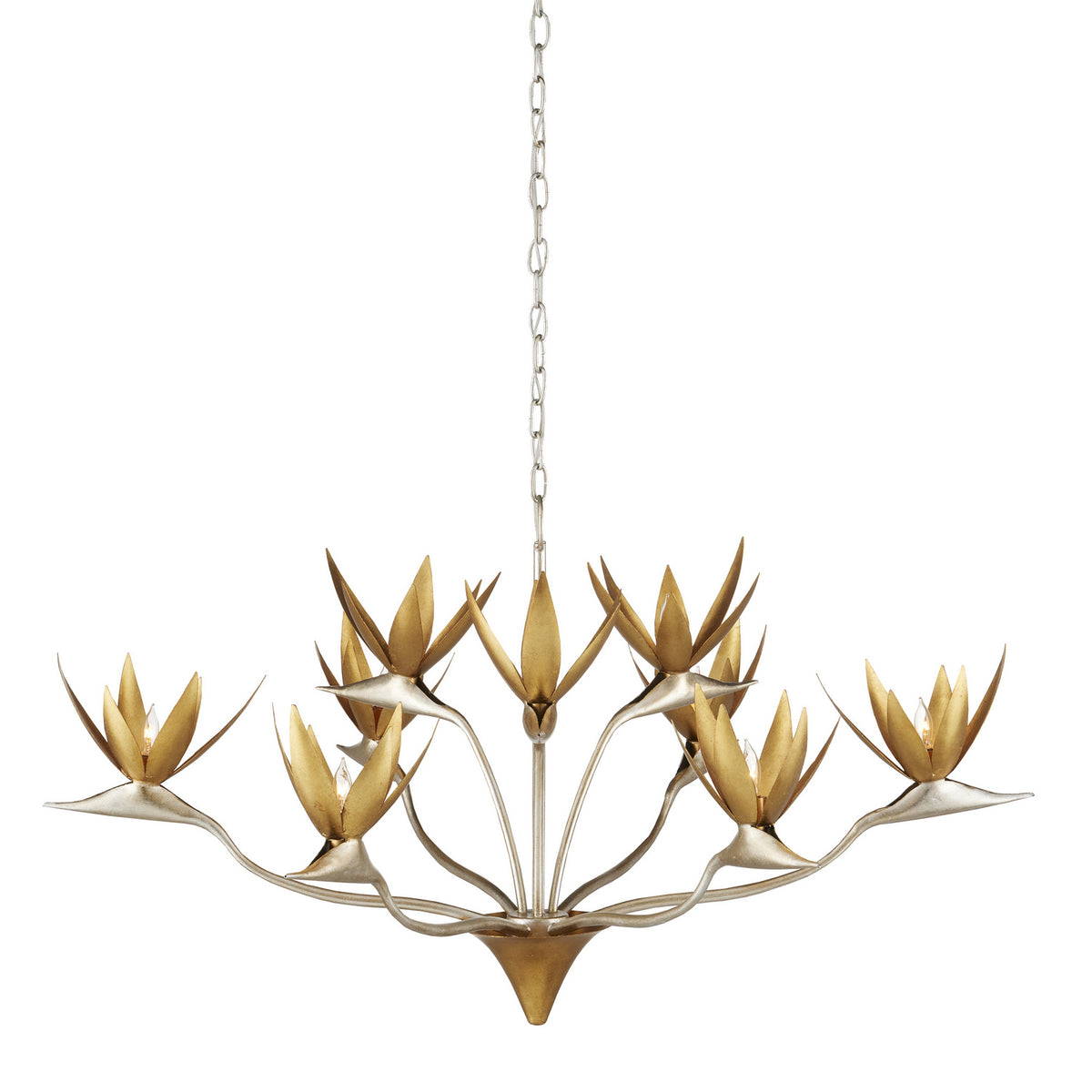 Currey and Company - 9000-0973 - Nine Light Chandelier - Paradiso Collection - Contemporary Silver Leaf/Contemporary Gold Leaf/ Contemporary Gold