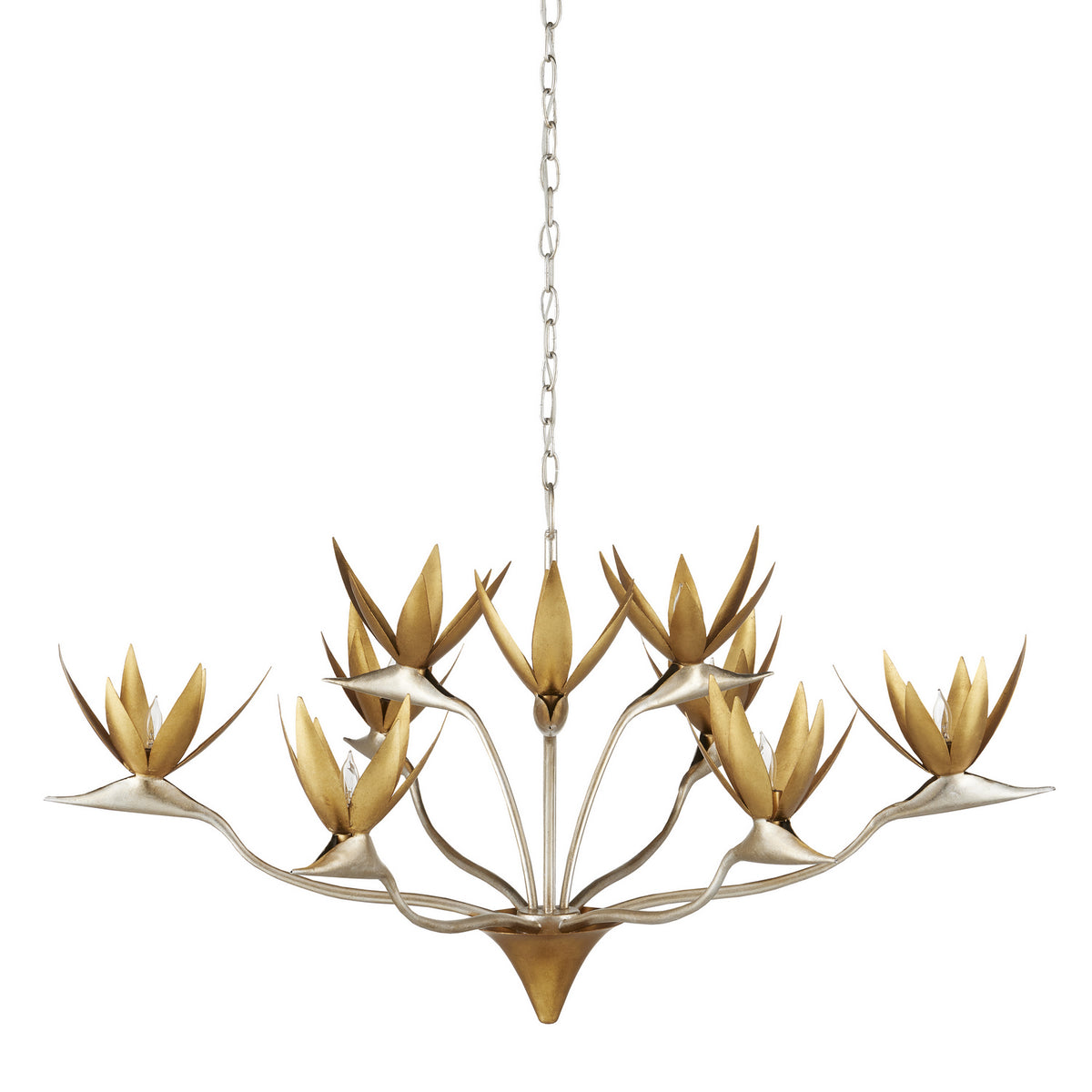 Currey and Company - 9000-0973 - Nine Light Chandelier - Paradiso Collection - Contemporary Silver Leaf/Contemporary Gold Leaf/ Contemporary Gold