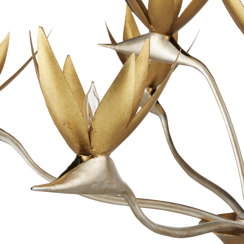 Currey and Company - 9000-0973 - Nine Light Chandelier - Paradiso Collection - Contemporary Silver Leaf/Contemporary Gold Leaf/ Contemporary Gold