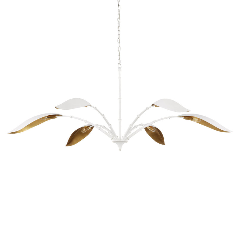 Currey and Company - 9000-0974 - Six Light Chandelier - Yuriko Collection - Gesso White/Contemporary Gold Leaf