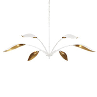 Currey and Company - 9000-0974 - Six Light Chandelier - Yuriko Collection - Gesso White/Contemporary Gold Leaf
