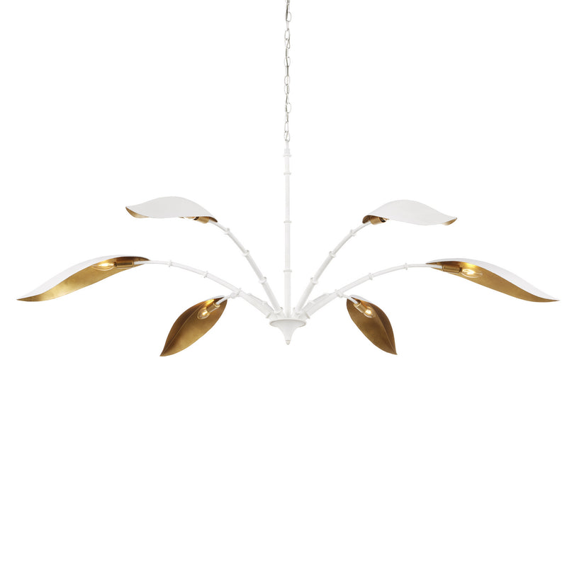Currey and Company - 9000-0974 - Six Light Chandelier - Yuriko Collection - Gesso White/Contemporary Gold Leaf
