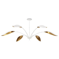 Currey and Company - 9000-0974 - Six Light Chandelier - Yuriko Collection - Gesso White/Contemporary Gold Leaf