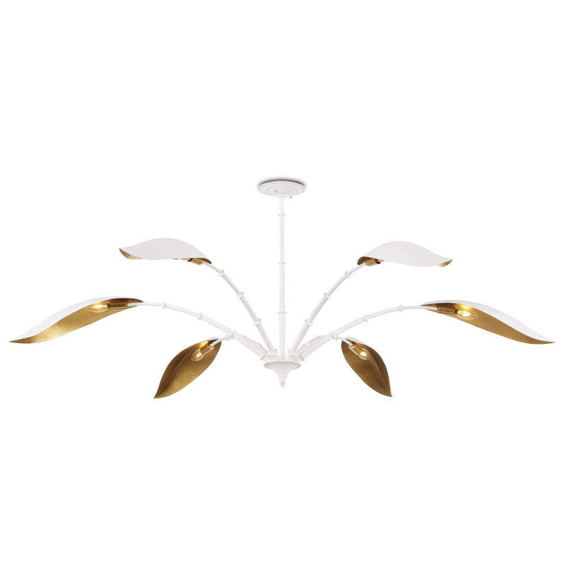 Currey and Company - 9000-0974 - Six Light Chandelier - Yuriko Collection - Gesso White/Contemporary Gold Leaf