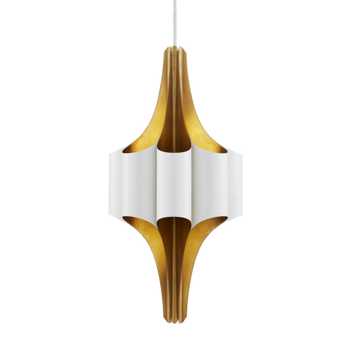 Currey and Company Eight Light Chandelier from the Concordia collection in Contemporary Gold Leaf/Gesso White finish
