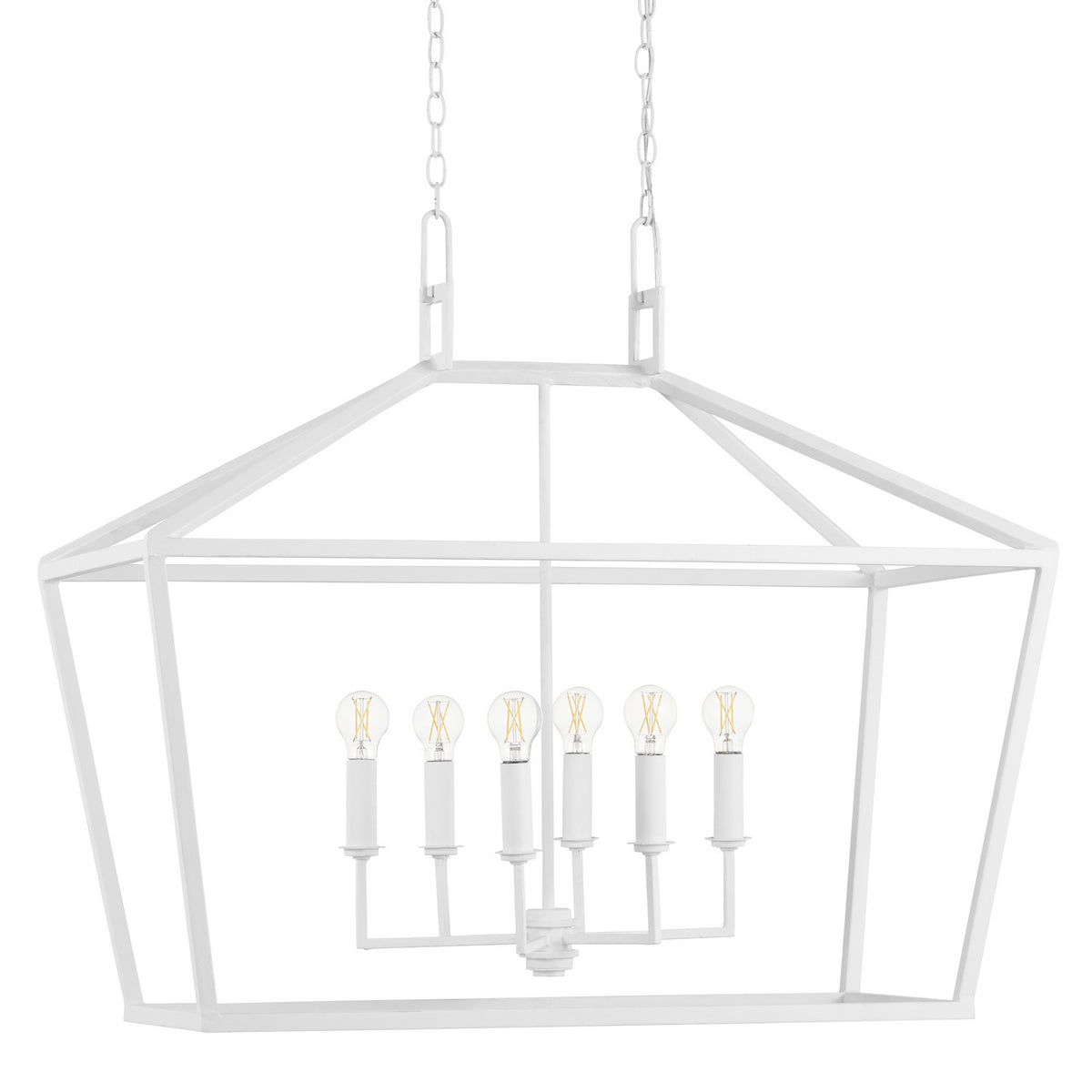 Currey and Company - 9000-0979 - Six Light Chandelier - Denison Collection - Gesso White