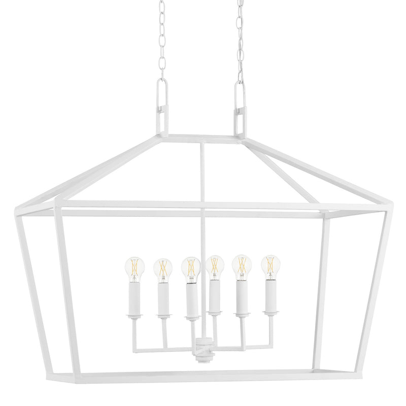 Currey and Company - 9000-0979 - Six Light Chandelier - Denison Collection - Gesso White