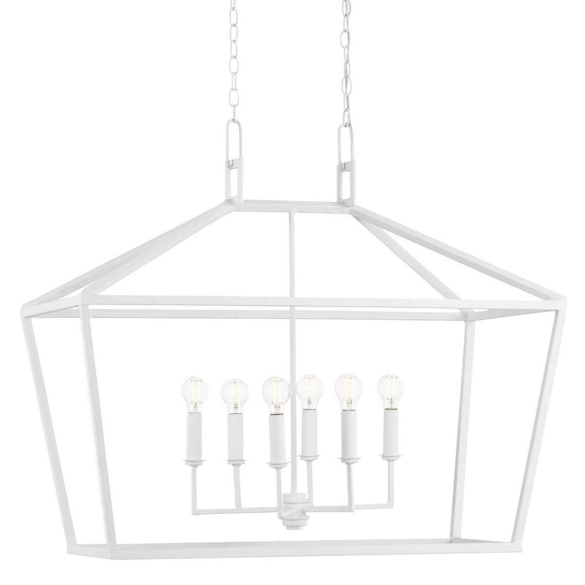 Currey and Company - 9000-0979 - Six Light Chandelier - Denison Collection - Gesso White