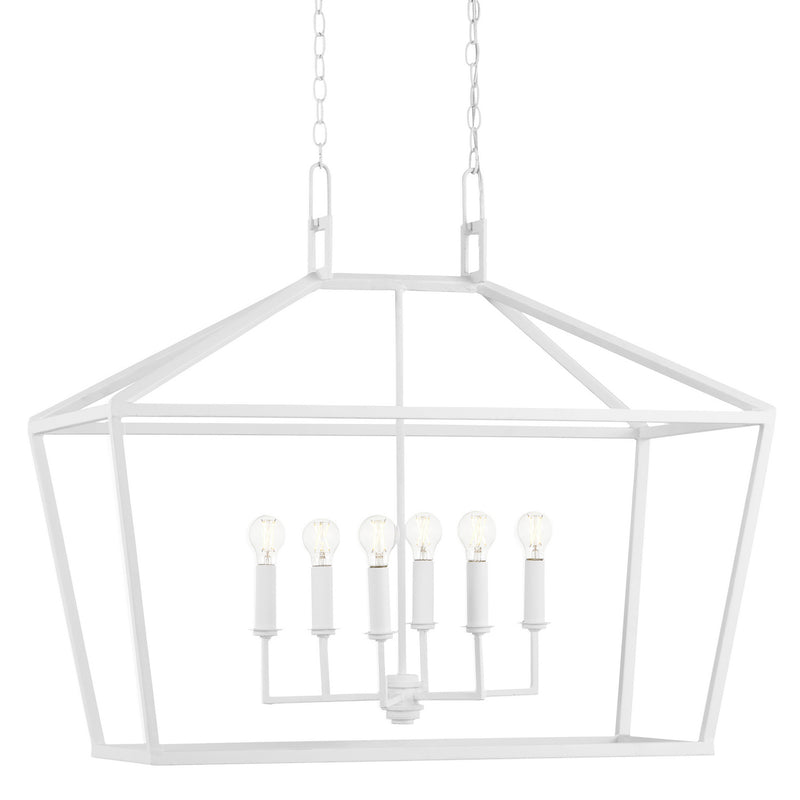 Currey and Company - 9000-0979 - Six Light Chandelier - Denison Collection - Gesso White
