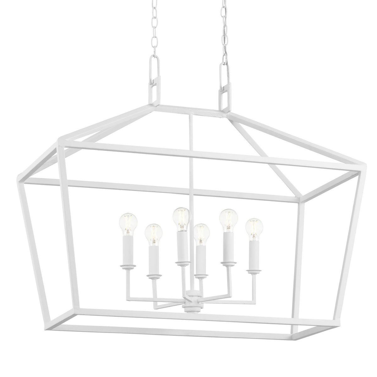 Currey and Company - 9000-0979 - Six Light Chandelier - Denison Collection - Gesso White