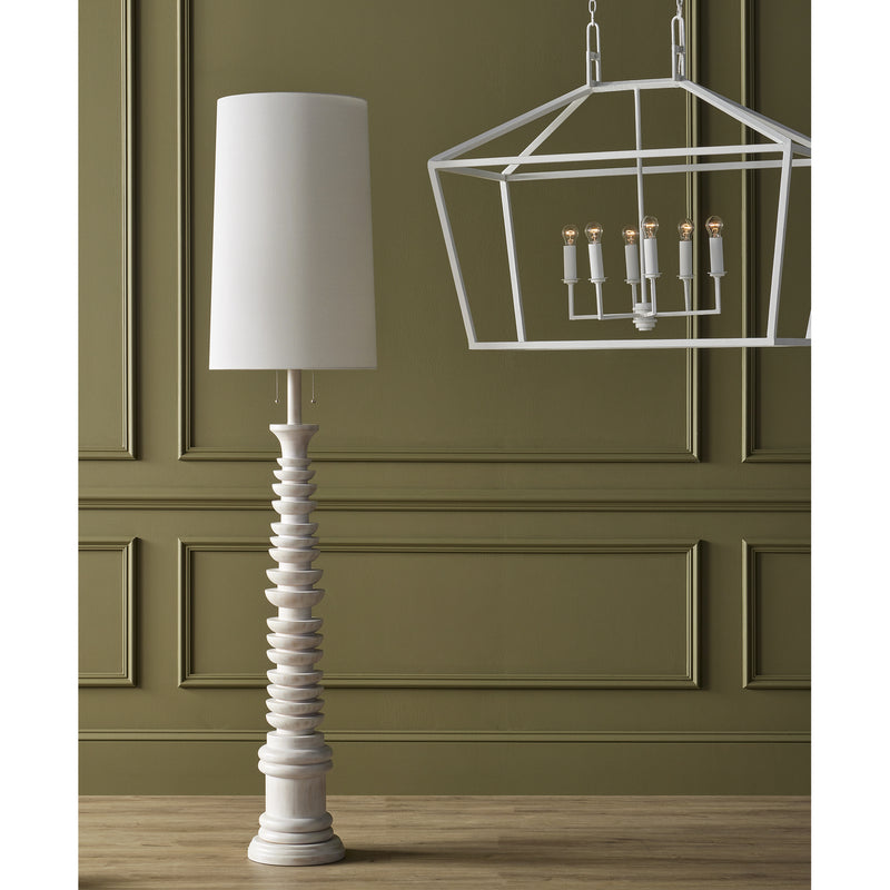 Currey and Company - 9000-0979 - Six Light Chandelier - Denison Collection - Gesso White