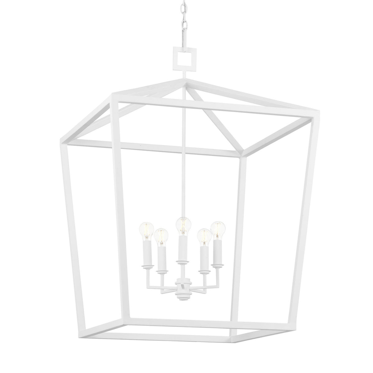 Currey and Company - 9000-0980 - Four Light Chandelier - Denison Collection - Gesso White