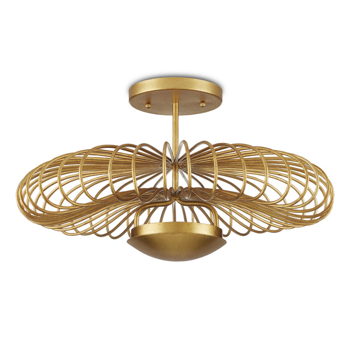 Currey and Company LED Semi-Flush Mount from the Sheereen collection in Contemporary Gold Leaf/ Contemporary Gold finish