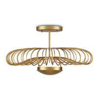 Currey and Company - 9000-0985 - LED Semi-Flush Mount - Sheereen - Contemporary Gold Leaf/ Contemporary Gold
