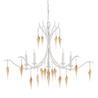 Currey and Company Five Light Chandelier from the Arcachon collection in Crushed Shell/Natural/Vanilla finish