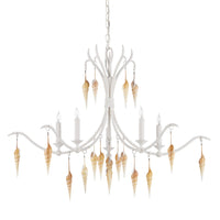 Currey and Company Five Light Chandelier from the Arcachon collection in Crushed Shell/Natural/Vanilla finish