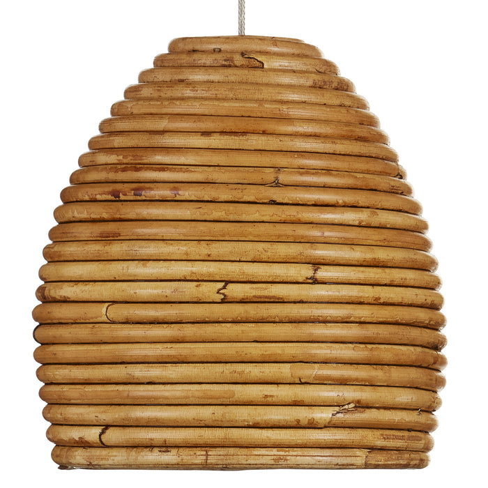 Currey and Company One Light Pendant from the Beehive collection in Natural Rattan/Silver finish