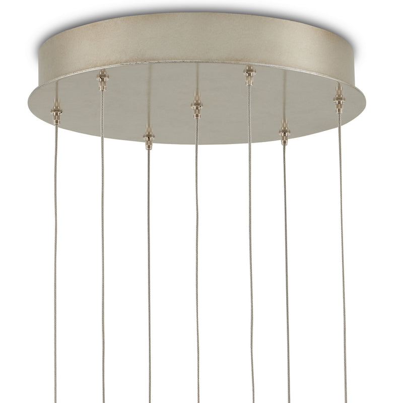 Currey and Company Seven Light Pendant from the Beehive collection in Natural Rattan/Silver finish