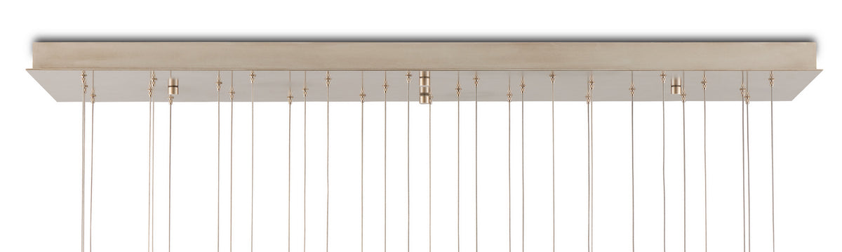 Currey and Company 30 Light Pendant from the Glace collection in White/Antique Brass/Silver finish