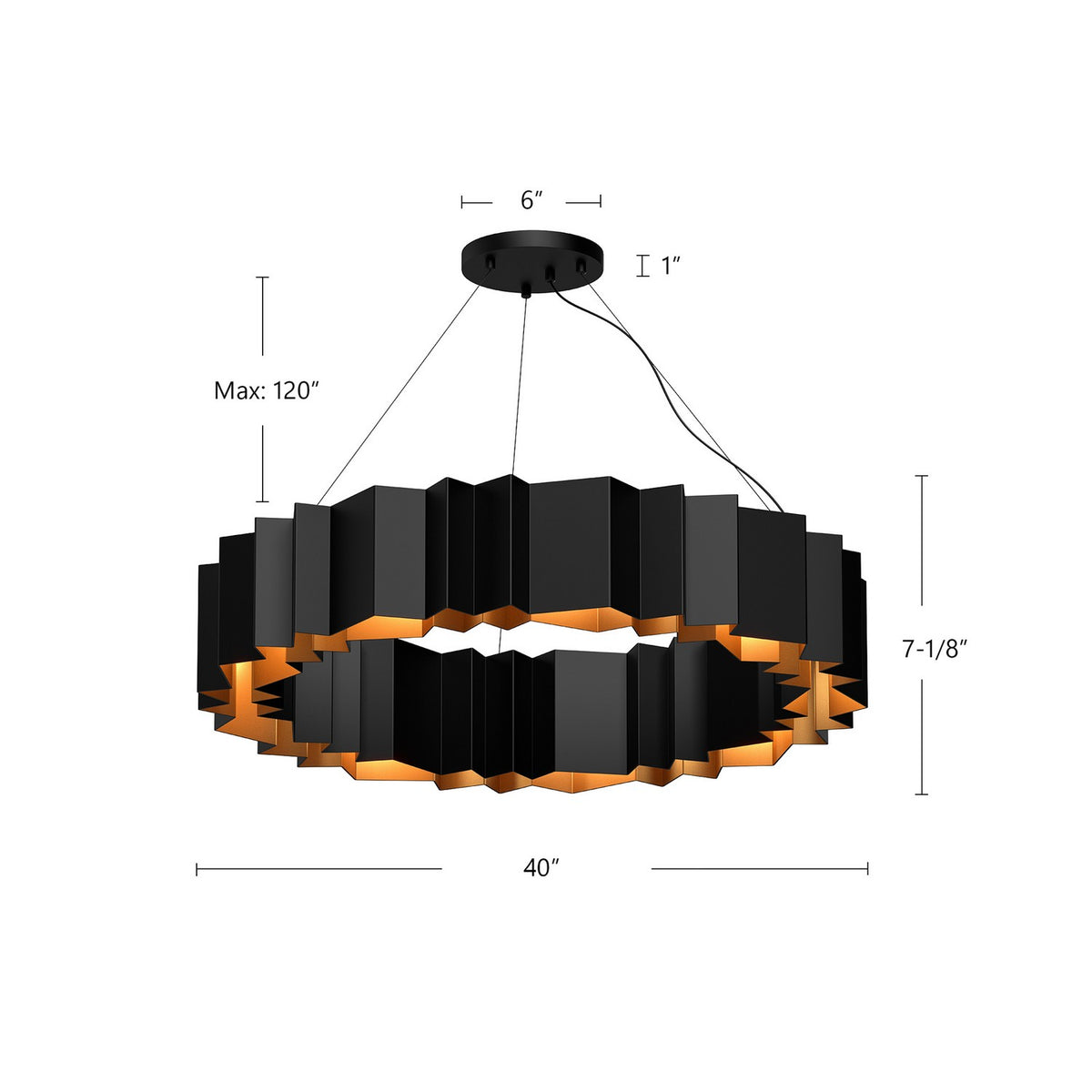 Kuzco Lighting - CH58040-BK/GD - 12 Light Chandelier - Akira - Black/Gold