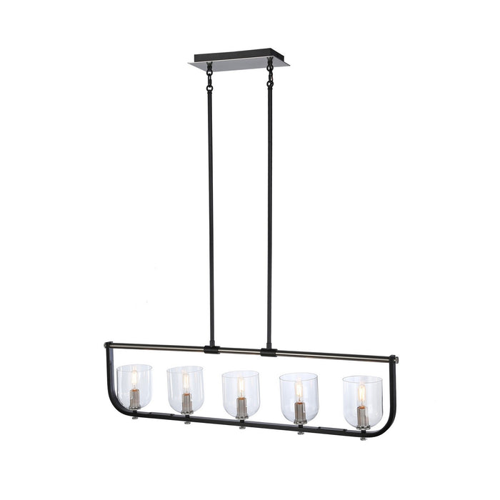 Artcraft Five Light Island Pendant from the Cheshire collection in Black & Nickel finish