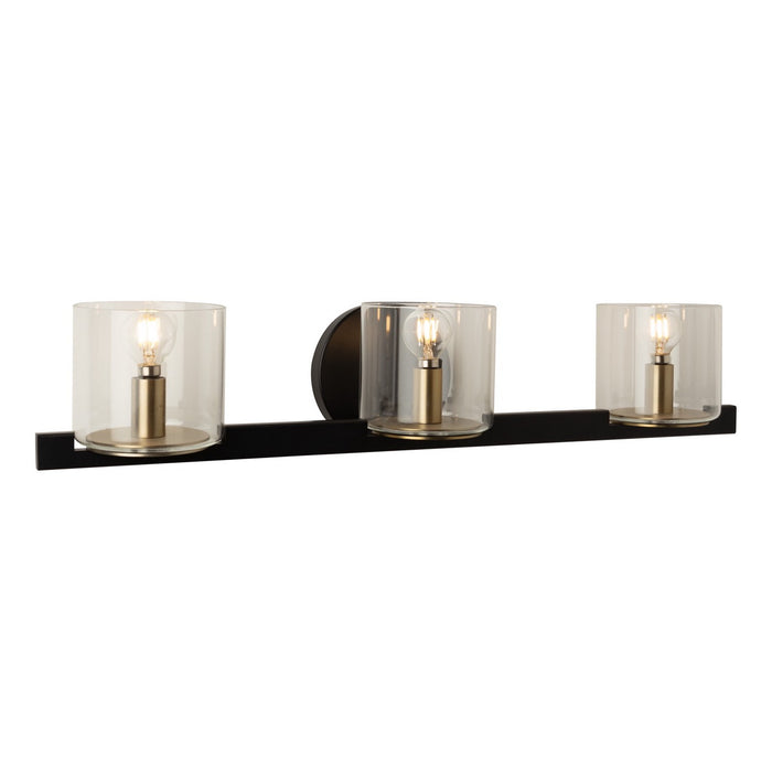 Artcraft Three Light Vanity from the Salinas collection in Black and Brass finish