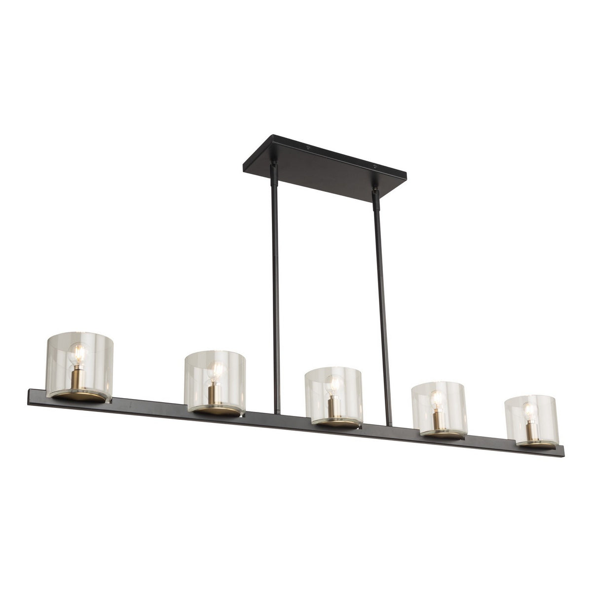 Artcraft Five Light Island Pendant from the Salinas collection in Black and Brass finish