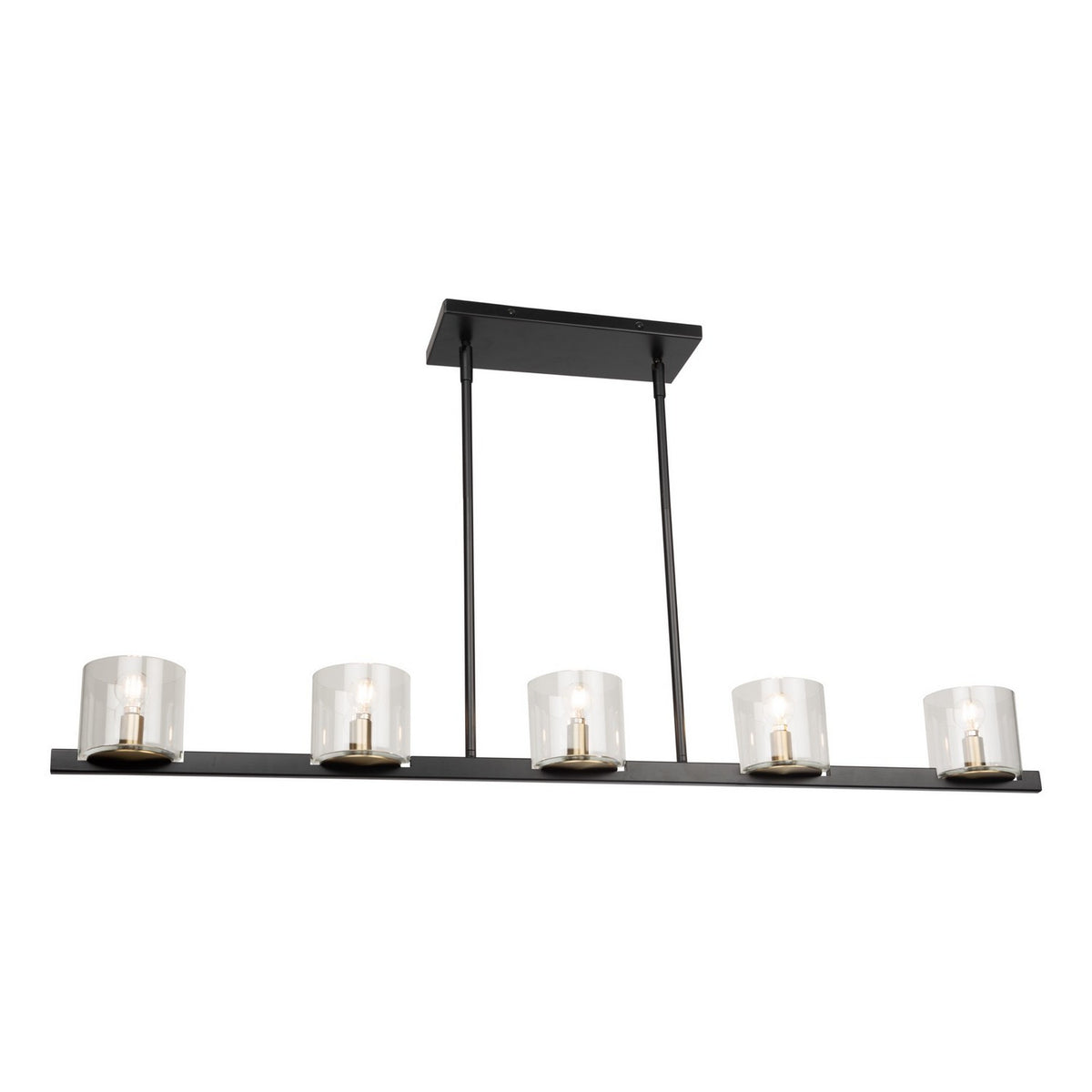 Artcraft Five Light Island Pendant from the Salinas collection in Black and Brass finish