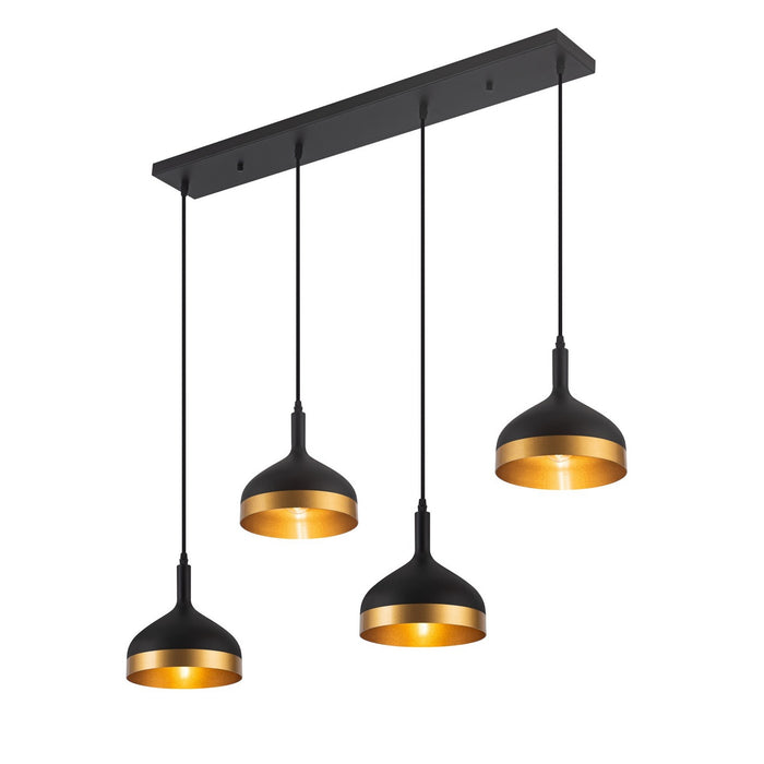 Artcraft Four Light Island Pendant from the Dash collection in Black & Gold finish