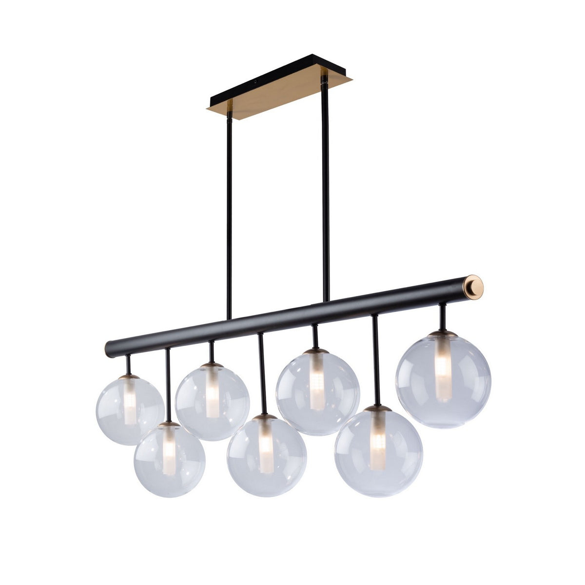 Artcraft Seven Light Island Pendant from the Aurelia collection in Matte Black & Brass finish